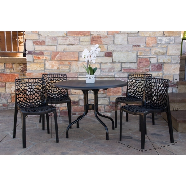 Delfino Round Table and Karissa Patio Chairs 5Piece Outdoor Lounge Set