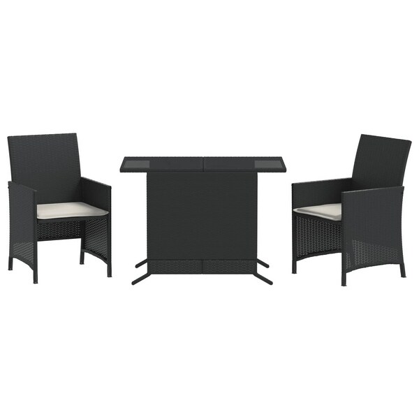 vidaXL 3 Piece Bistro Set with Cushions Poly Rattan