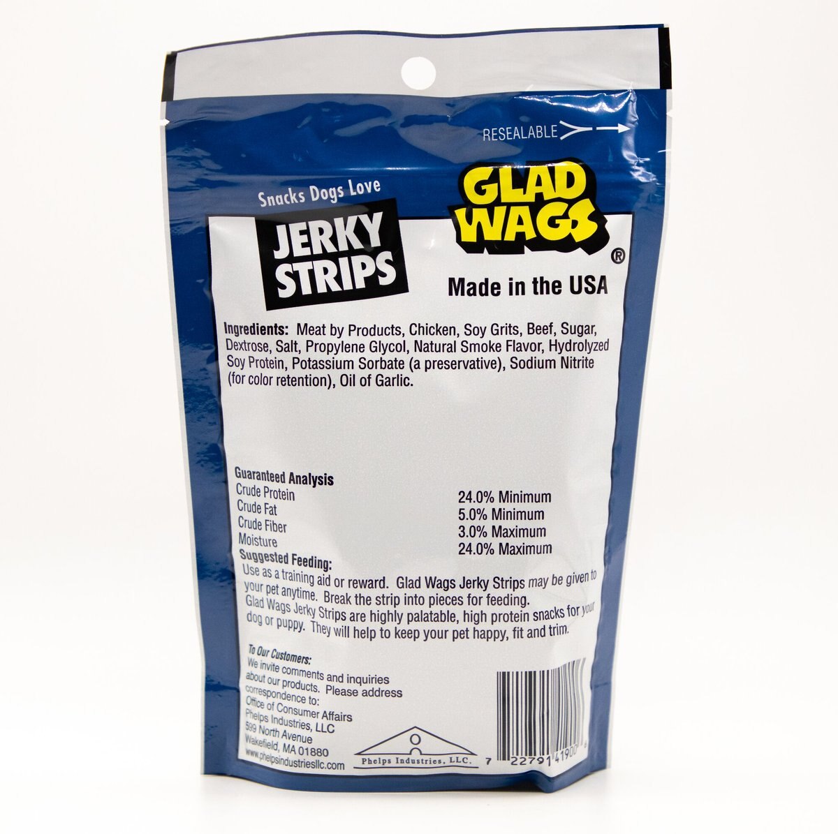 Glad Wags Jerky Strips Chicken Flavor Dog Treats， 3.0-oz bag