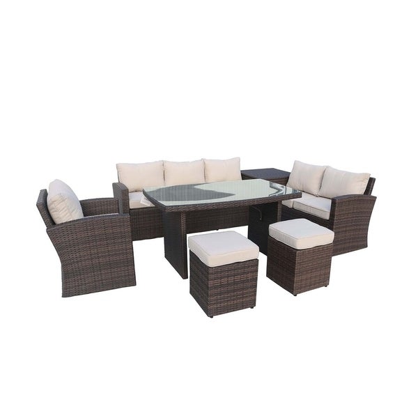 14-Piece Outdoor Wicker Sofa Patio Set Sectional Furniture by Moda Furnishings - Overstock - 28308653