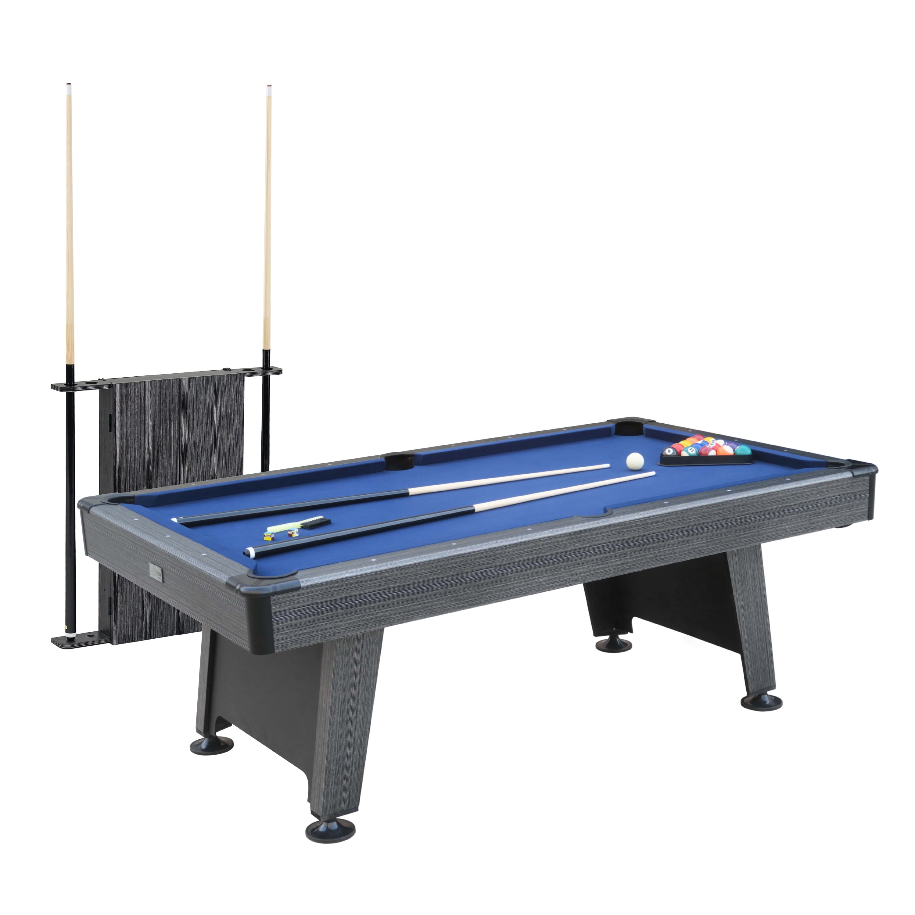 Barrington Billiard 7' Pool Table with Hanging Cue Rack, Indoor Game, Black/Blue