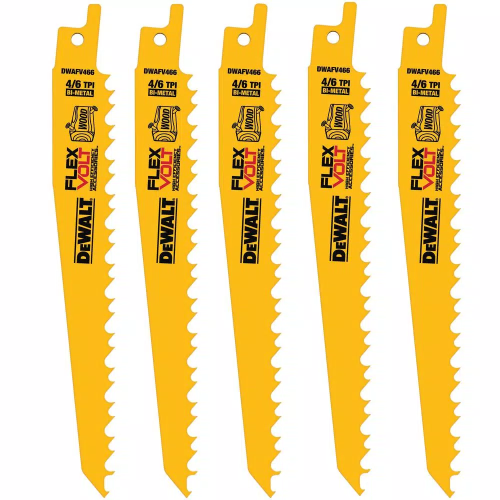 DEWALT FLEXVOLT 6 in. 6 Teeth per in. Bi-Metal Reciprocating Saw Blade Set (5-Pack) and#8211; XDC Depot