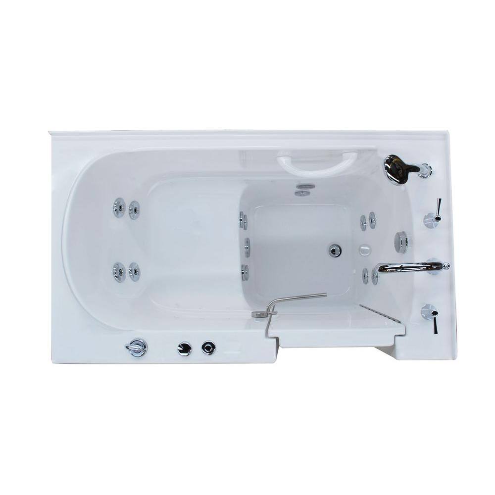 Universal Tubs Rampart 4.5 ft. Walk-in Whirlpool Bathtub with 4 in. Tile Easy Up Adhesive Wall Surround in White H2653RWHCB