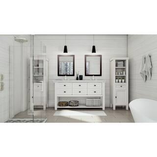 Home Decorators Collection Austell 20 in. W x 60 in. H x 14 in. D Bathroom Linen Storage Cabinet in White BF-25232-WH