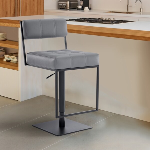 Michele Modern Faux Leather and Metal Adjustable Barstool