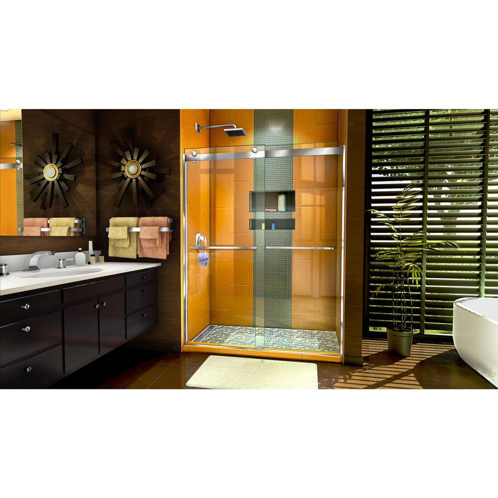 DreamLine Sapphire 56 in. to 60 in. W x 76 in. H Semi-Frameless Bypass Shower Door in Chrome SHDR-6360762-01