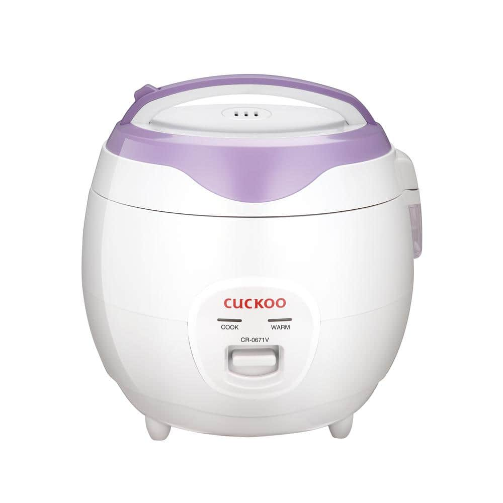 Cuckoo 3.2 qt. 6-Cup White/Violet Electric Rice Cooker and Warmer CR-0671V