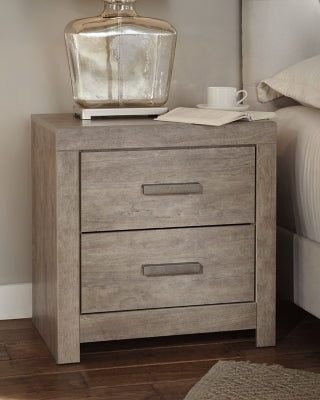 Signature Design by Ashley Culverbach Modern 2 Drawer Nightstand with 2 USB Charging Stations, Weathered Gray