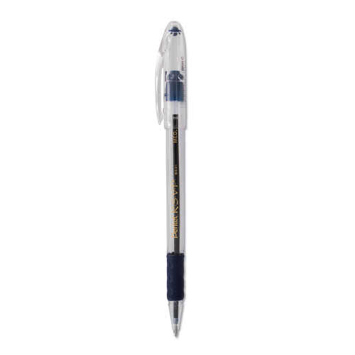 Pentel R.S.V.P. Stick Ballpoint Pen， Medium 1mm， Blue Ink， Clear/Blue Barrel， Dozen (BK91C)