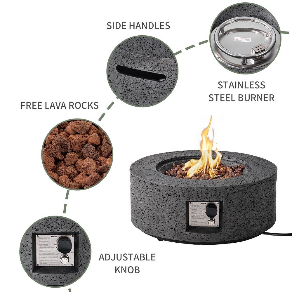 COSIEST 2 Piece Outdoor Round Firepit with Tank Cover Table   28\