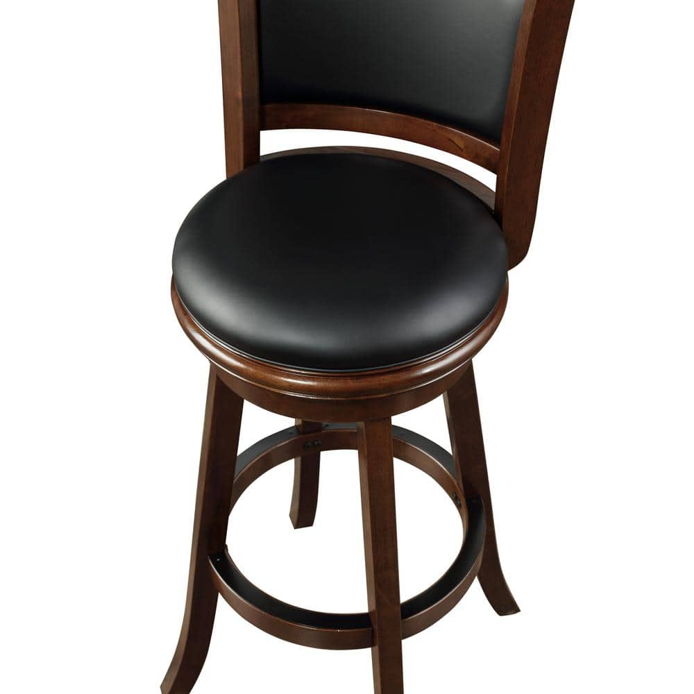 Boraam Augusta 47 in. Cappuccino High Back Wood 34 in. Swivel Bar Stool with Faux Leather Seat 48834