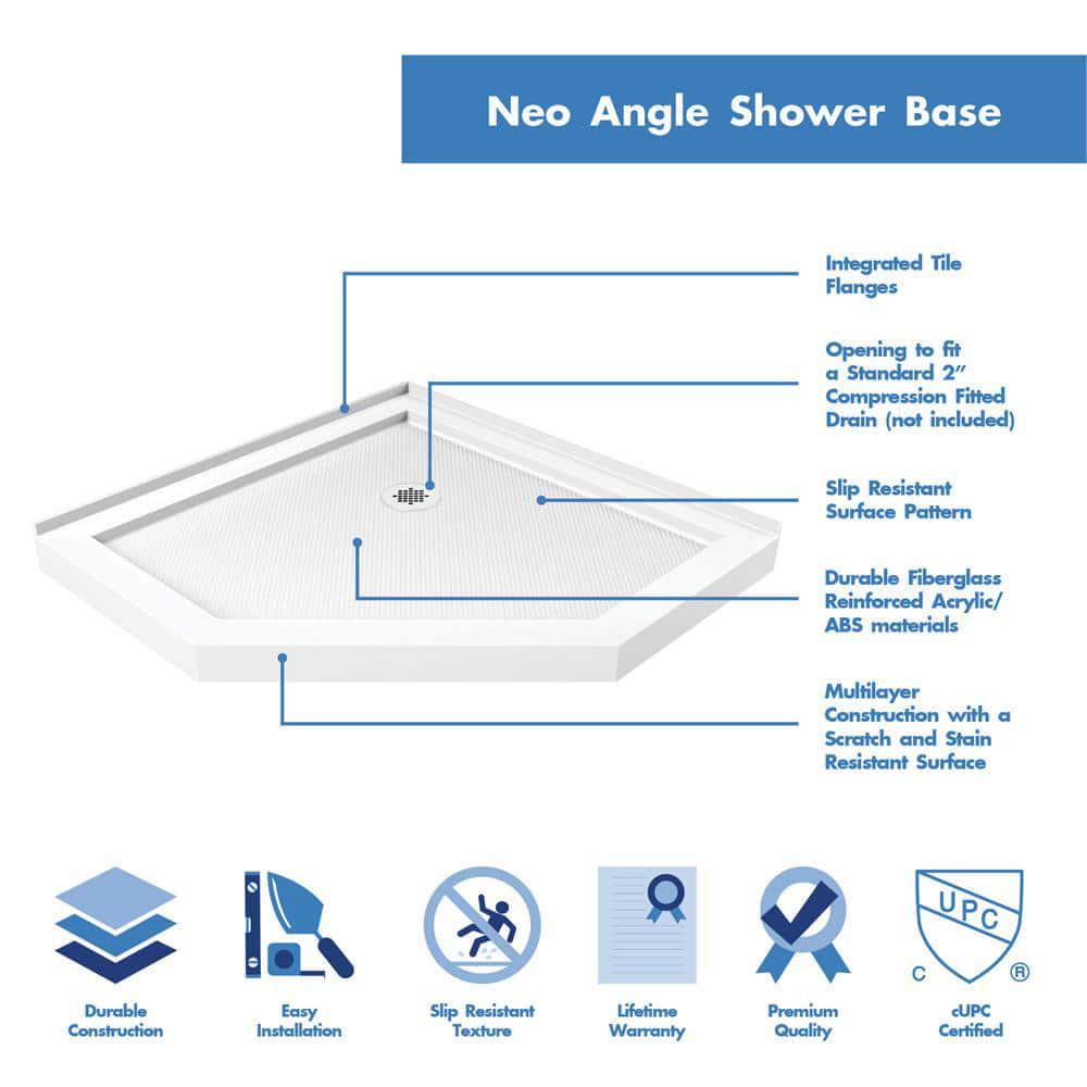 DreamLine SlimLine 36 in x 36 in NeoAngle Shower Base in White