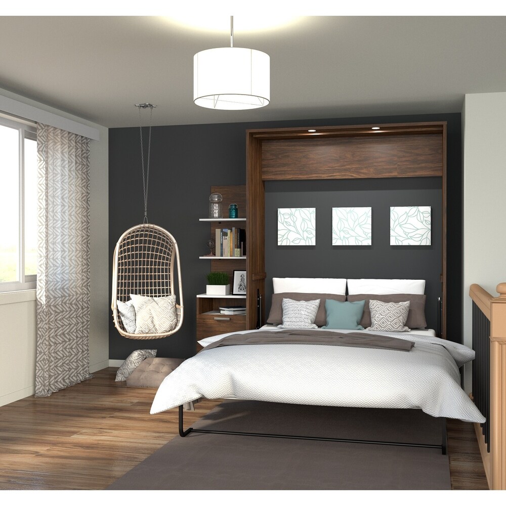 Cielo Queen Murphy Bed with Floating Shelves by Bestar