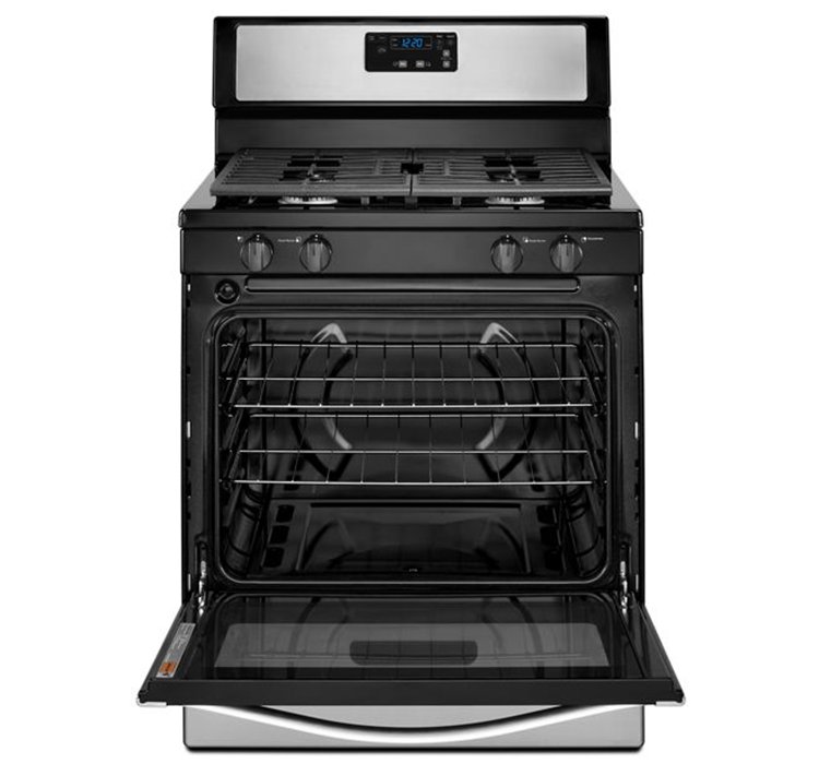 Whirlpool 5.1 Cu. Ft. Black-On Stainless Freestanding 4-Burner Gas Stove