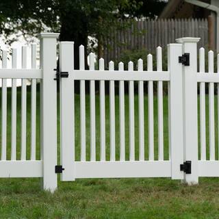 Barrette Outdoor Living 5 in. x 5 in. x 7 ft. White Vinyl Fence EndGate Post (B) 73011756