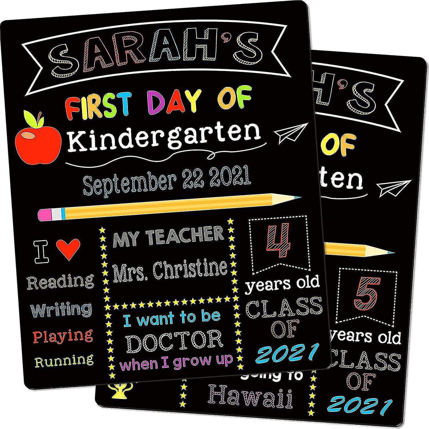 First Day Of School Board，25 X 30cm Double Sided Back To School Sign，reusable 1st Day Of Preschool/