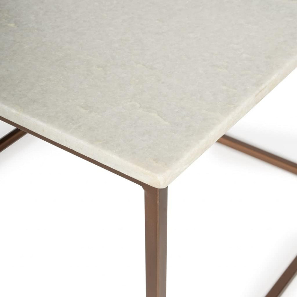 Contemporary Coffee Table  Open Bronze Metal Frame With Square White Marble Top   Contemporary   Coffee Tables   by Decor Love  Houzz