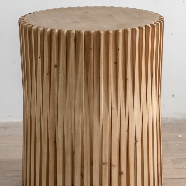 Retro Fashion Style Cylindrical Coffee Table with Vertical Texture Relief Design