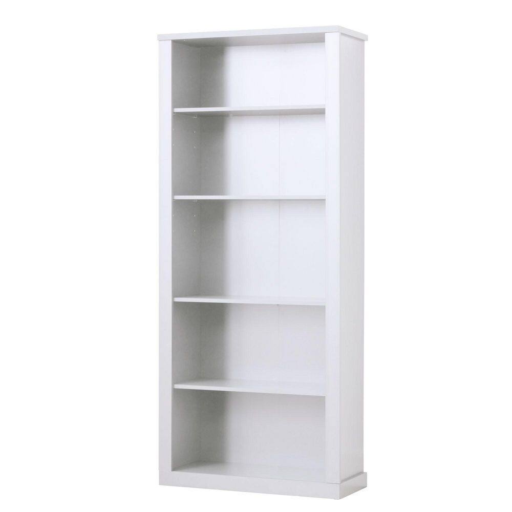 Brookside Elaine 72 in. White Wood 5-Shelf Standard Bookcase with Adjustable Shelves BS0001BKC00WH