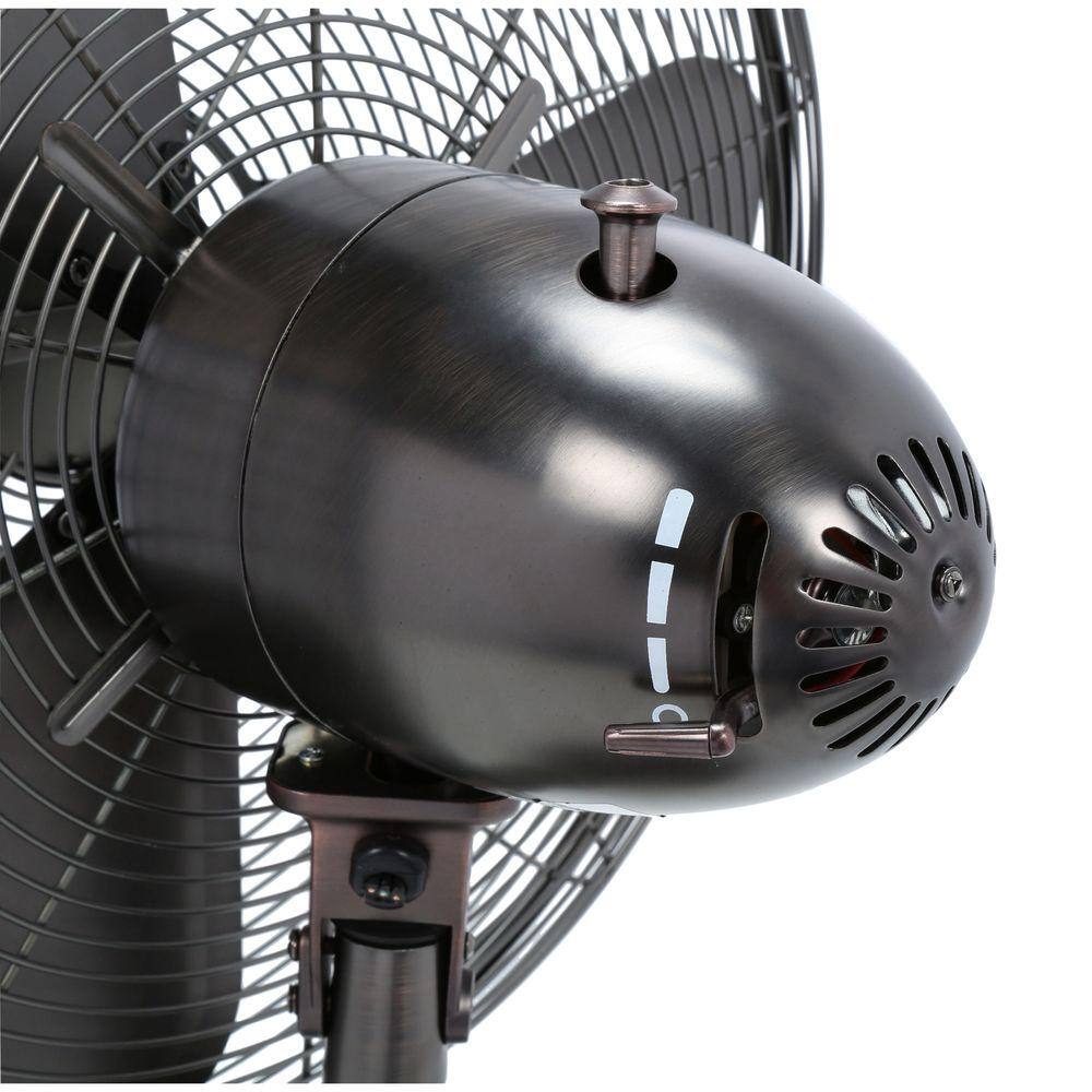 Hunter Retro 16 in. 3 Speed All-Metal Pedestal Fan with Wide Oscillation in Onyx Copper 90439