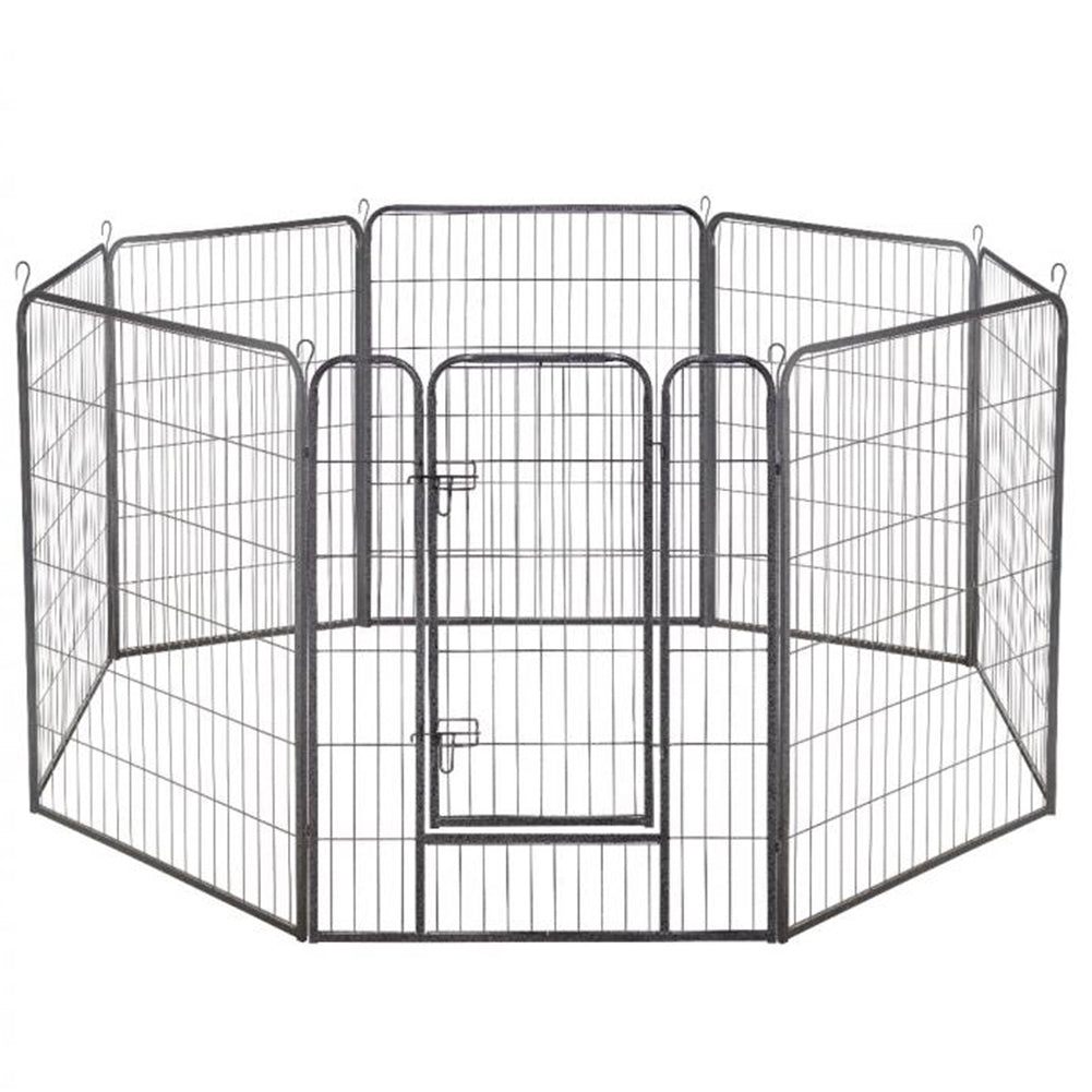 Dog Playpen 8 Panel Foldable Dog Pen Indoor/Outdoor Puppy Pen Pet Playpen for Large Dogs Heavy Duty Metal Exercise Fence for Small Animals with Door for Garden Play Yard 23.6 Black