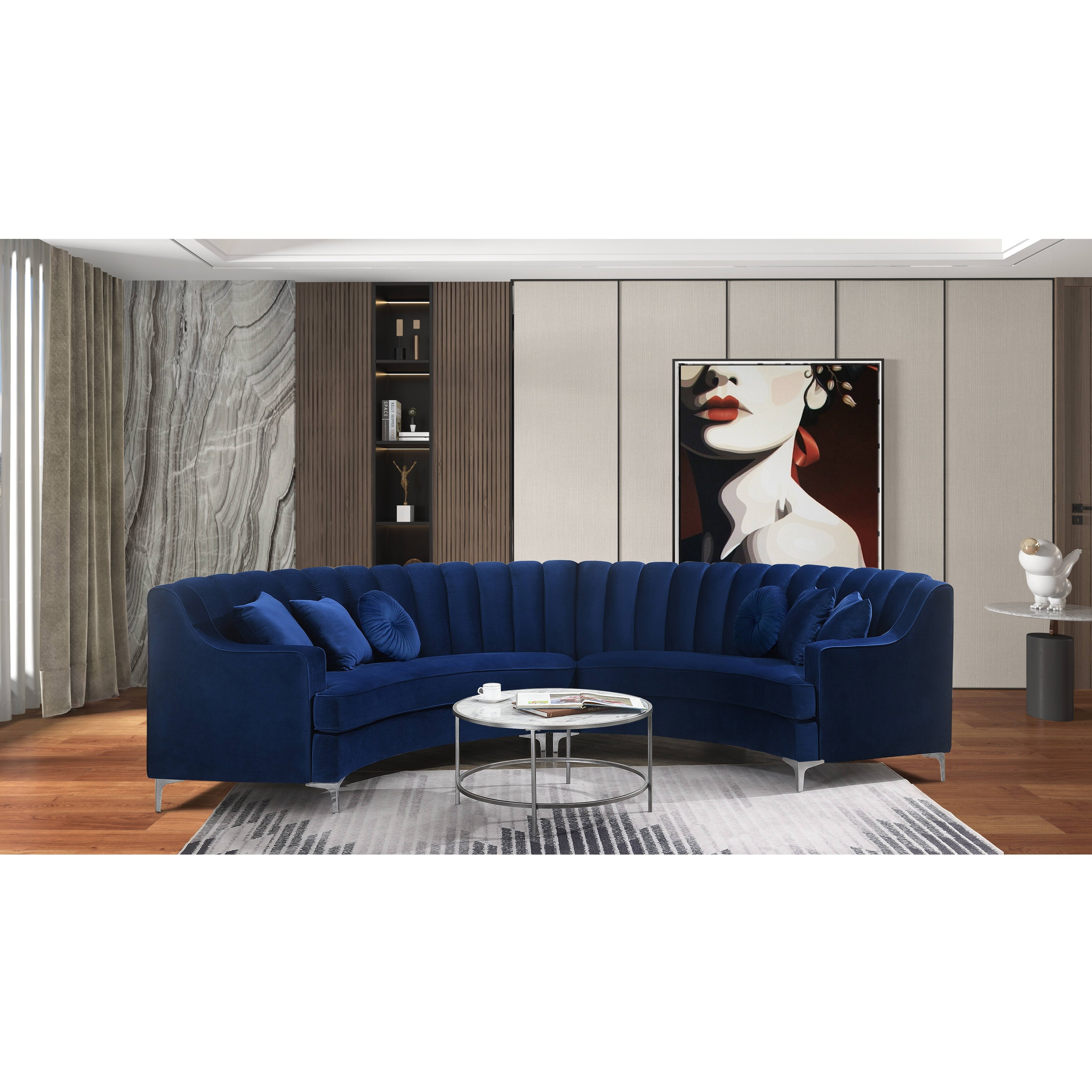 141'' Velvet Curve Sectional Sofa - 142