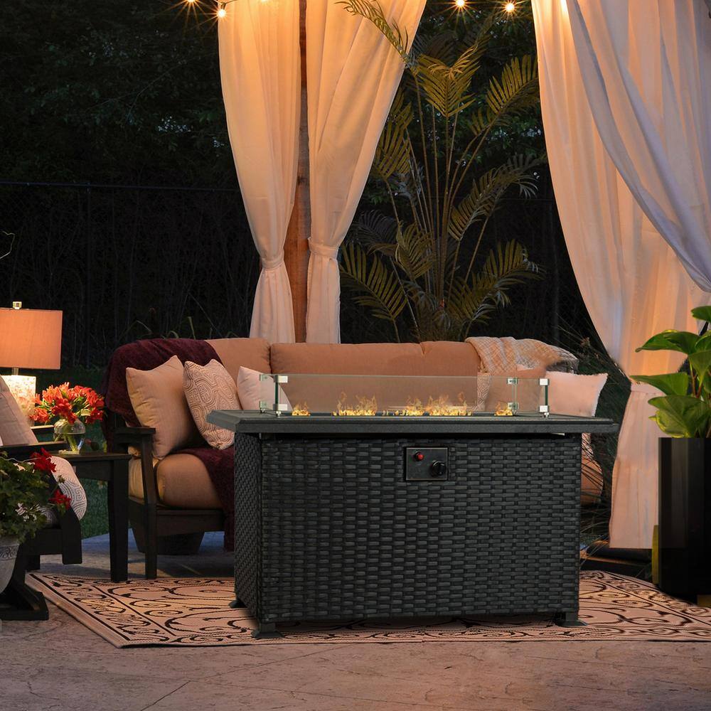 KOZYARD Gray 43 in. x 28 in. Rectangle Aluminum 24 in. H Outdoor Fire Pit Table KZEPT8000GR