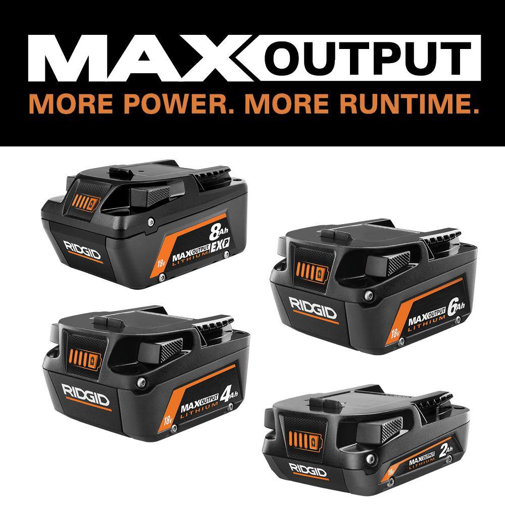 RIDGID 18V 8.0 Ah MAX Output EXP Lithium-Ion Battery with 6.0 Ah 4.0 Ah and 2.0 Ah MAX Output Batteries AC840080-AC840060-AC840040-AC840020