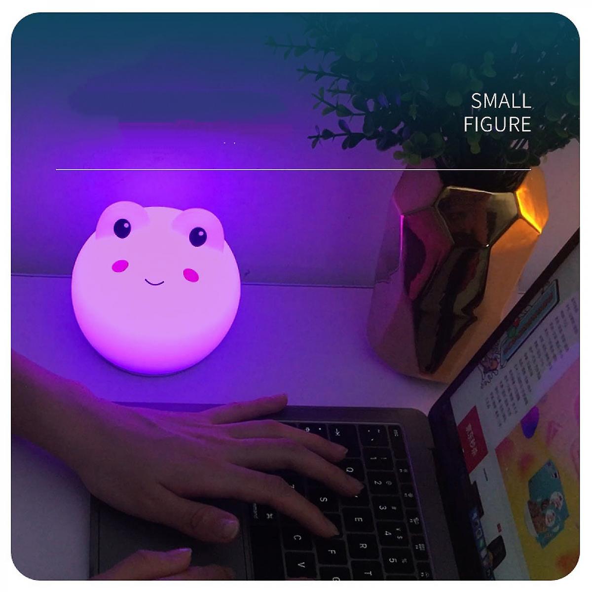 Night Light Kids， Baby Night Light-cute Baby Silicone Touch Frog Light With 7 Colors Changing， Usb Rechargeable  For Children Christmas Gifts