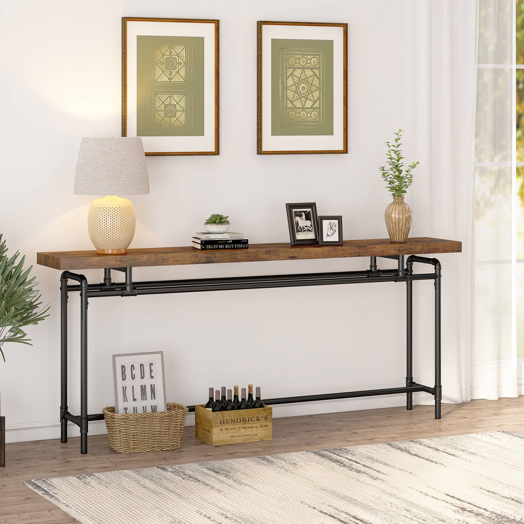 Industrial Console Table, 70.9