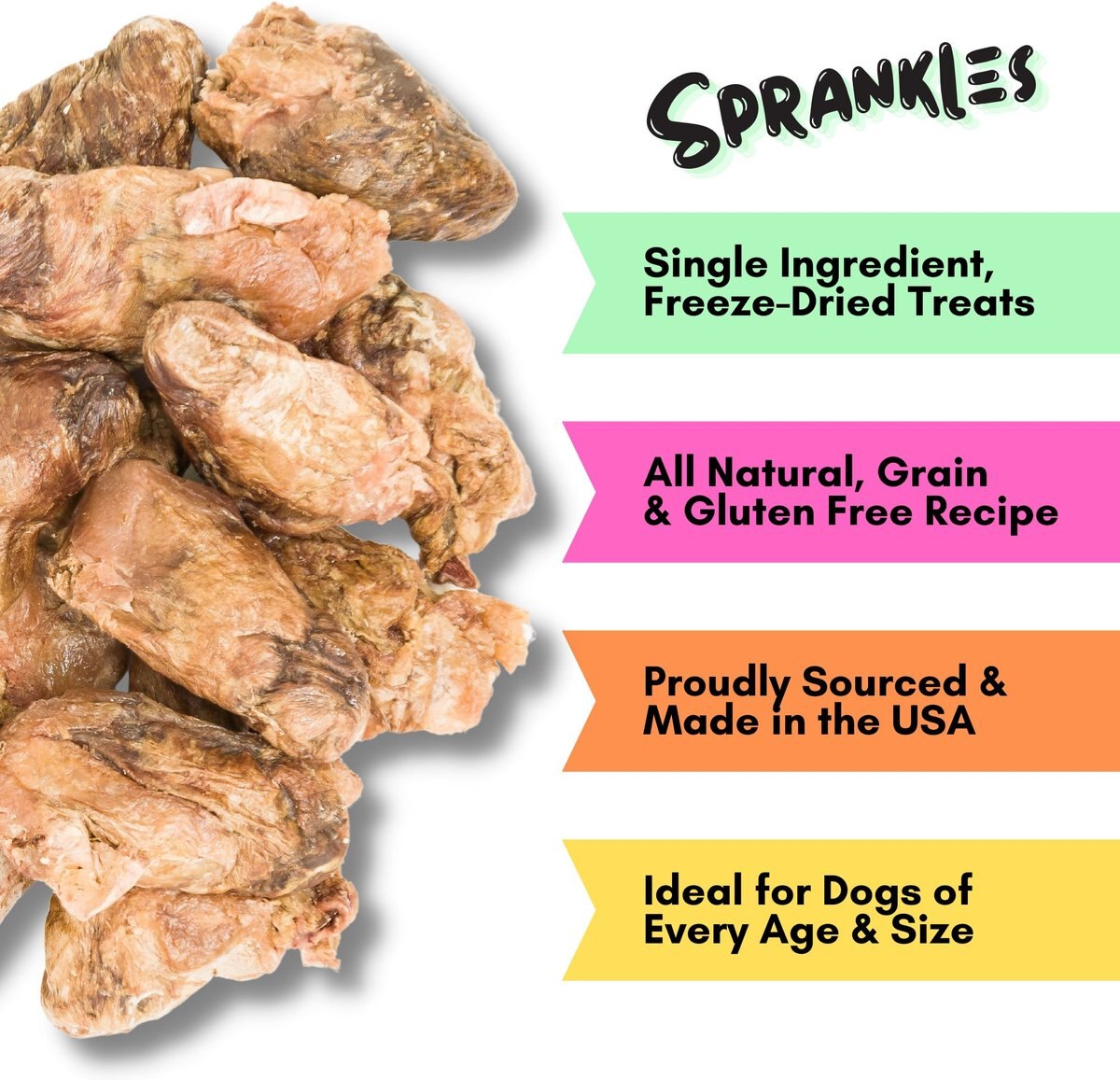 Sprankles Duck Hearts Grain-Free Freeze-Dried Dog Treats， 10-oz bag