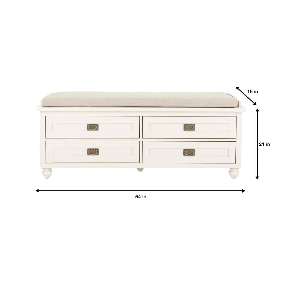 Home Decorators Collection Vernon Polar Off-White 4-Drawer Storage Bench 9608910400