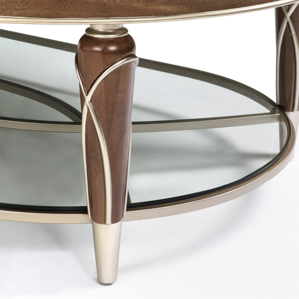 Villa Cherie Oval Cocktail Table   Hazelnut   Midcentury   Coffee Tables   by Michael Amini  Houzz