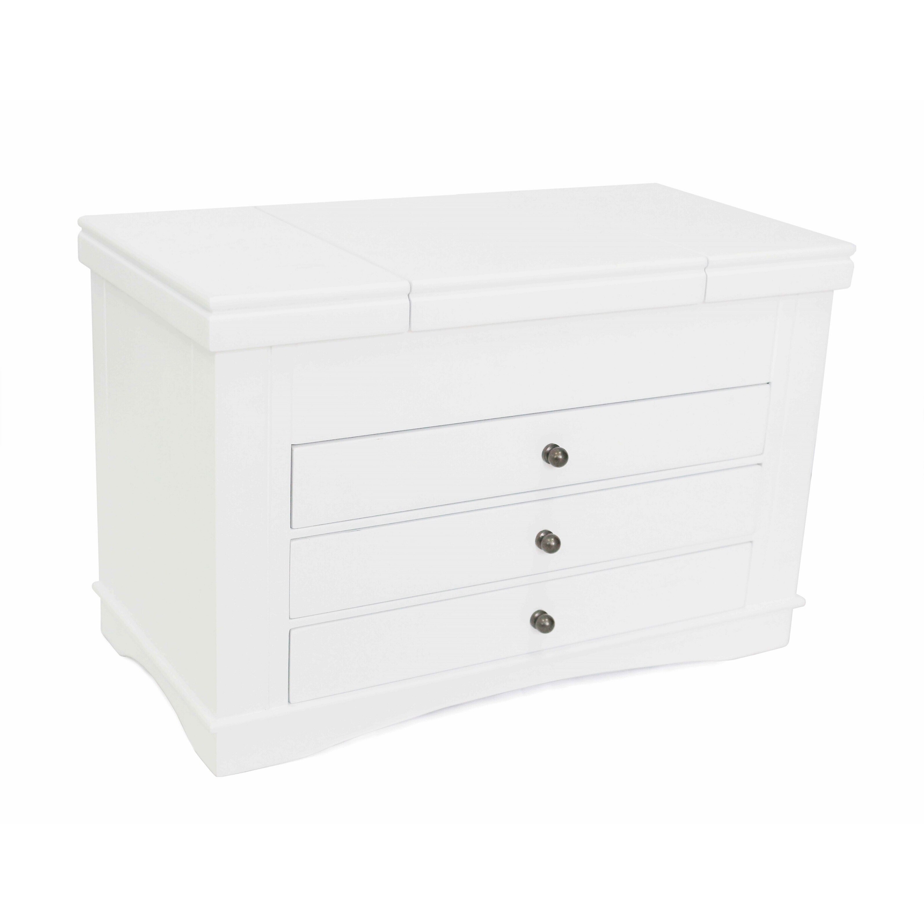 Modern White Wooden Jewelry Box - N/A - - 36612308