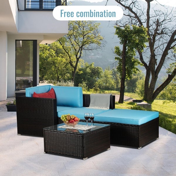 4-Piece Rattan Wicker Sectional Sofa Sets - Overstock - 37177097