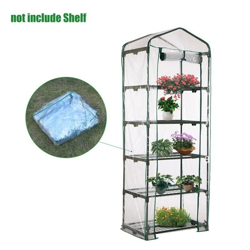 3/4/5-Tier Transparent Rectangle Waterproof PVC Warm Garden Tier Mini Household Plant Greenhouse Cover (without Iron Stand)