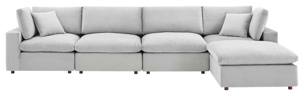 Commix Down Filled Overstuffed Performance Velvet 5 Piece Sectional   Transitional   Sectional Sofas   by PARMA HOME  Houzz