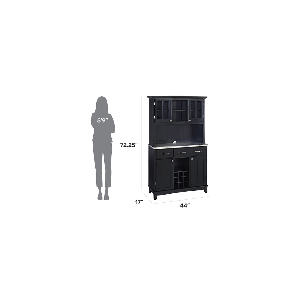 Buffet of Buffets Black Server with Hutch   Stainless Steel Top