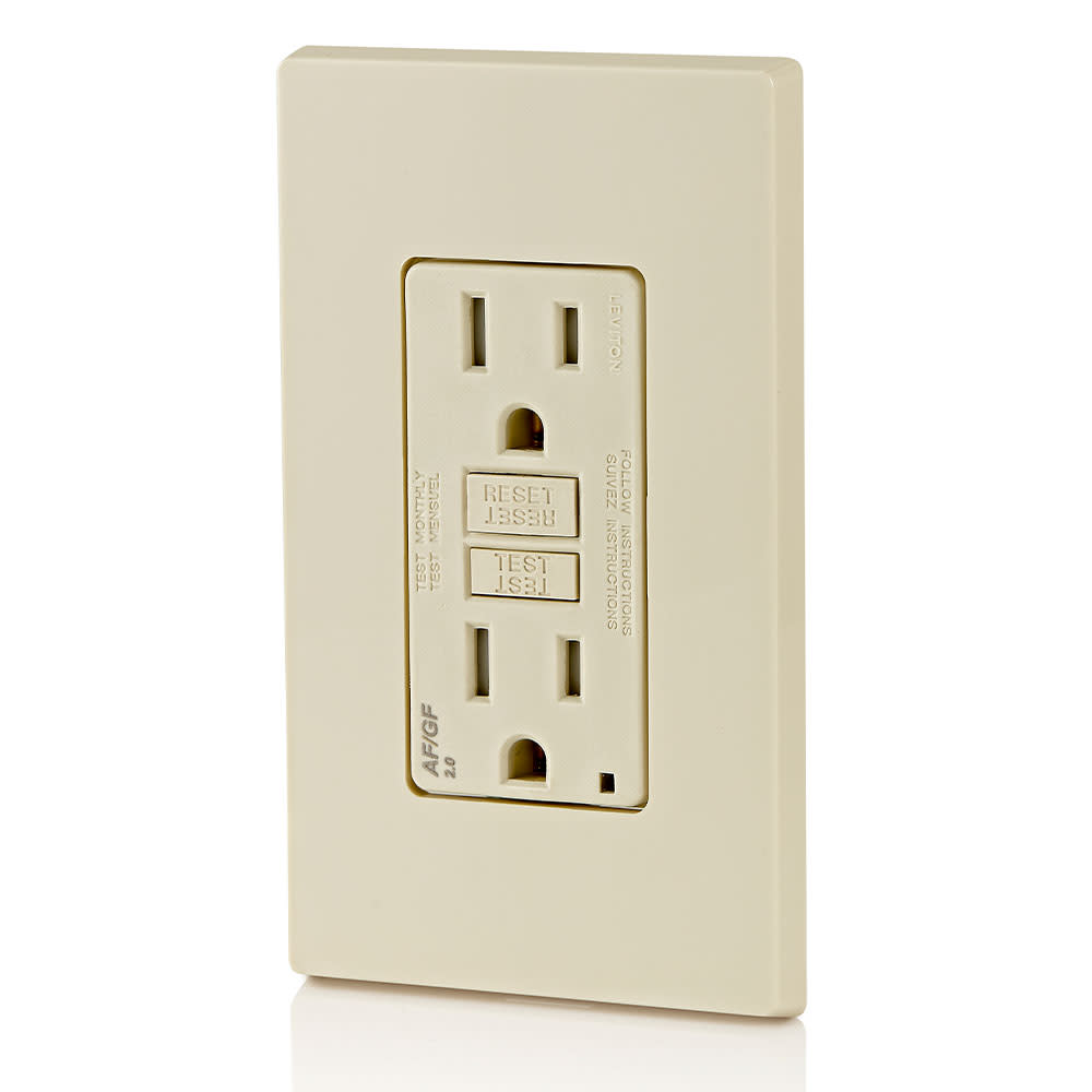 Leviton SmartlockPro AFCI/GFCI Outlet 15A 125V Duplex Light Almond ;