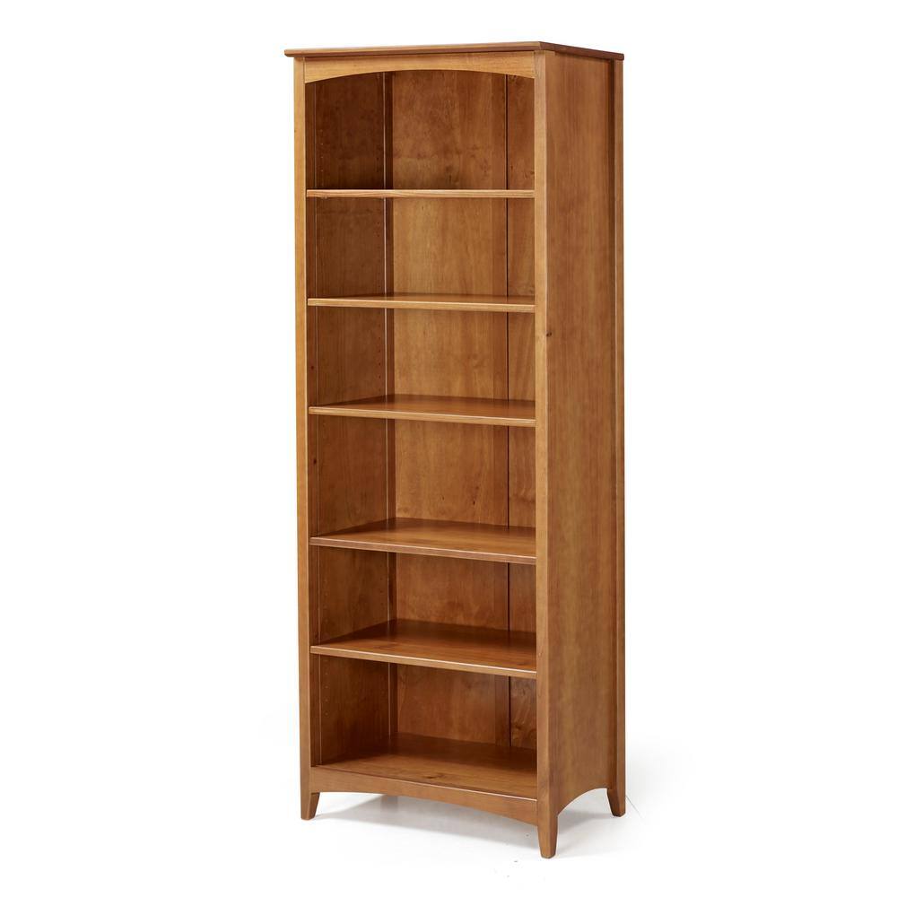 Camaflexi Shaker Style 72 in. Cherry Wood 6-shelf Standard Bookcase with Adjustable Shelves SHK345