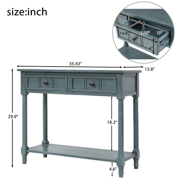 Nestfair Console Table with Drawers and Bottom Shelf