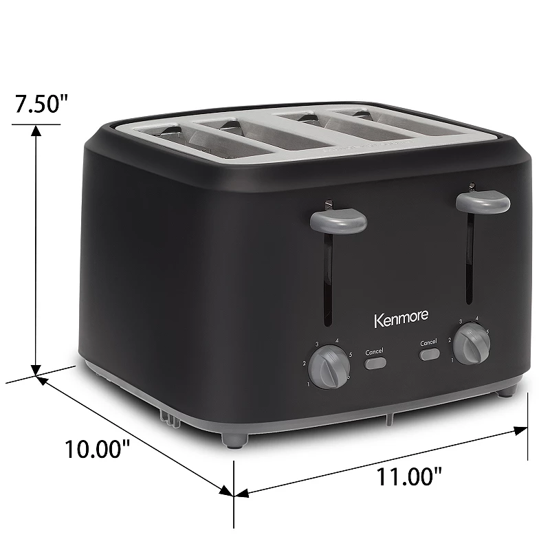 Kenmore 4-Slice Dual Control Matte Black Stainless Steel Toaster