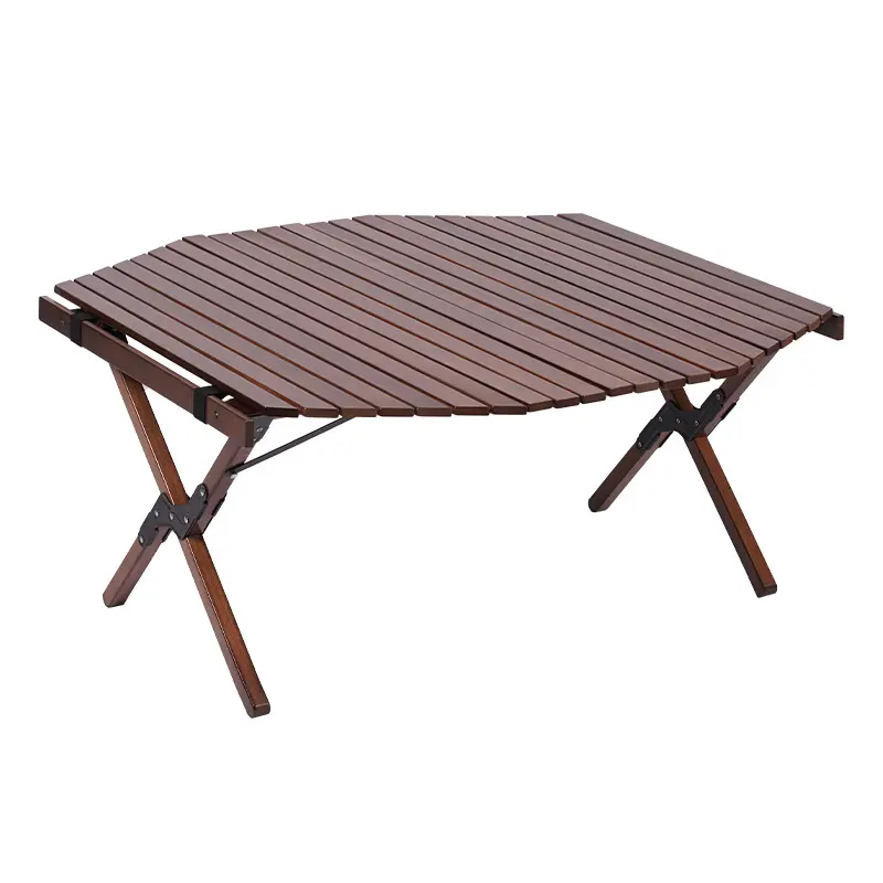 Portable Octagon Omelet Table Wooden Portable Folding Camping Egg Roll Outdoor Folding Picnic Table