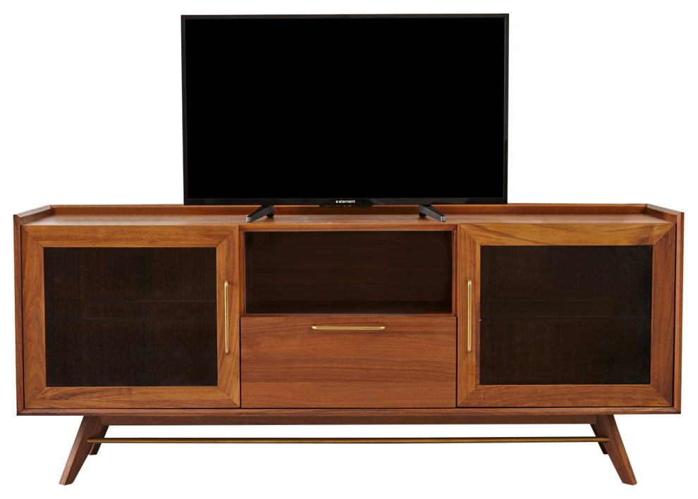 Denali Collection Walnut Media Cabinet   Midcentury   Entertainment Centers And Tv Stands   by Unique Furniture  Houzz