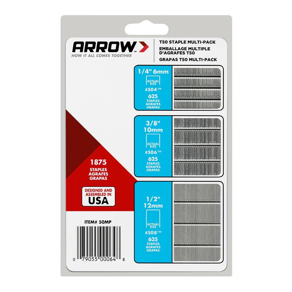 Arrow T50 14 in. x 38 in. x 12 in. Staple Multi-Pack (1875-Pack) 50MP