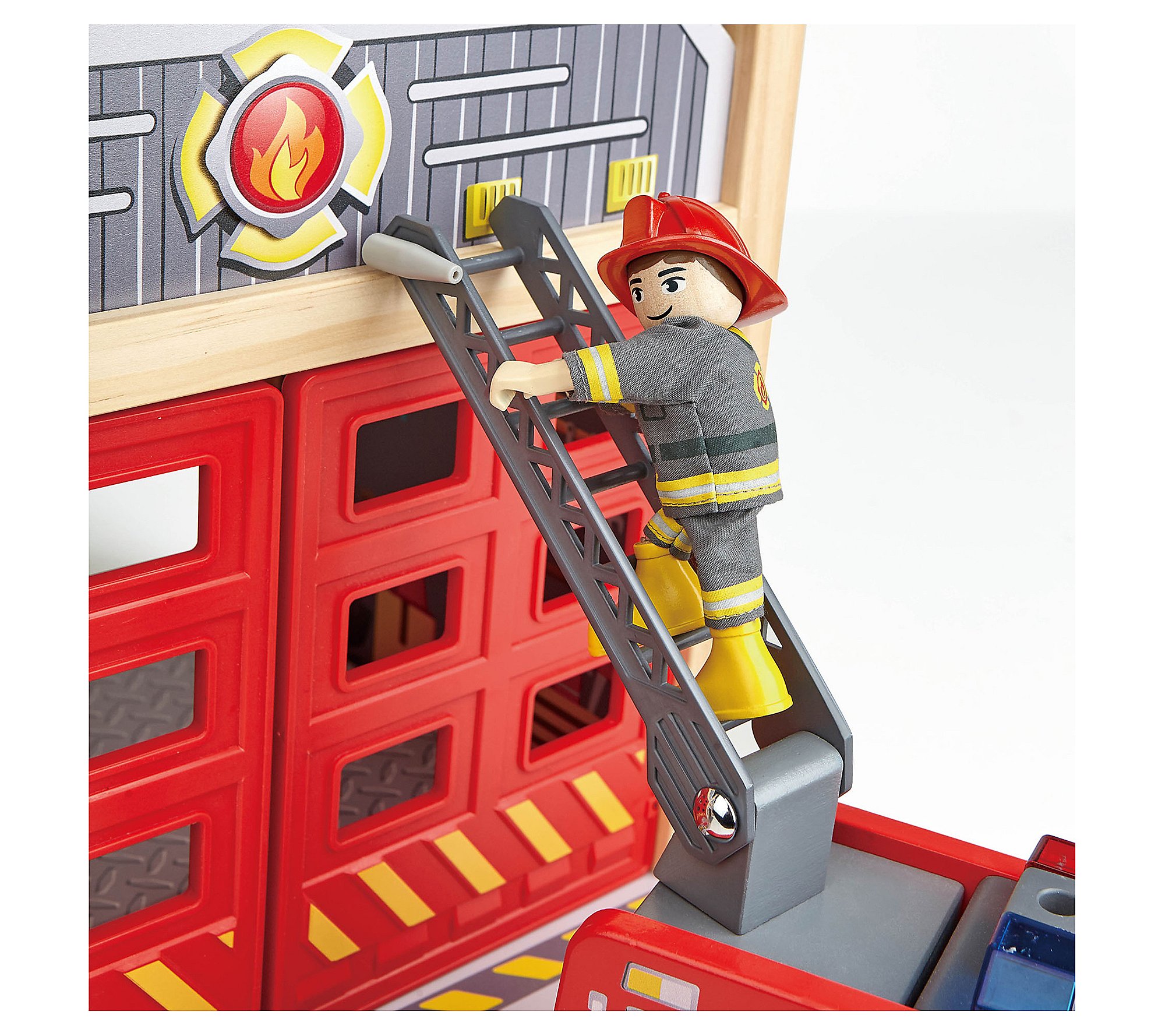 Hape Fire Truck Wooden Fire Engine Toy Play Set