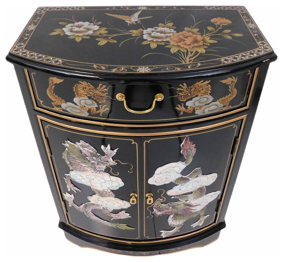 Dragon Mother of Pearl Inlaid Cabinet With Drawer and Doors.   Asian   Accent Chests And Cabinets   by Oriental Furnishings  Houzz