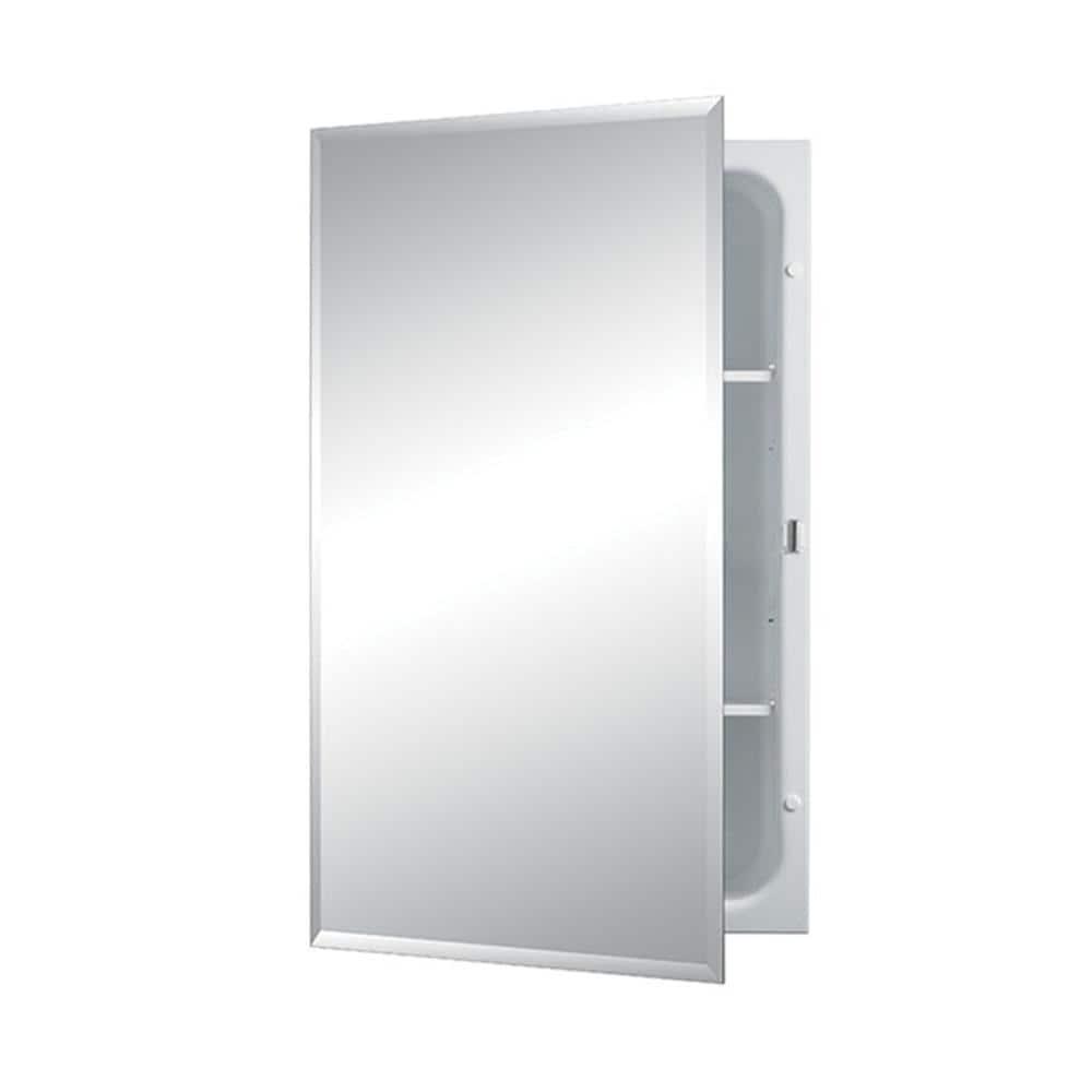 JENSEN Horizon 16 in W x 26 in H x 434 in D Frameless Recessed Bathroom Medicine Cabinet with 12 in Beveled Edge Mirror