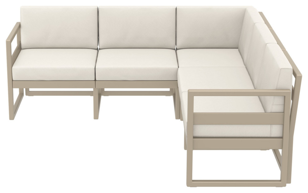 Mykonos Corner 5 Person Sectional Set Taupe  Acrylic Fabric Natural Cushion   Contemporary   Outdoor Lounge Sets   by Homesquare  Houzz