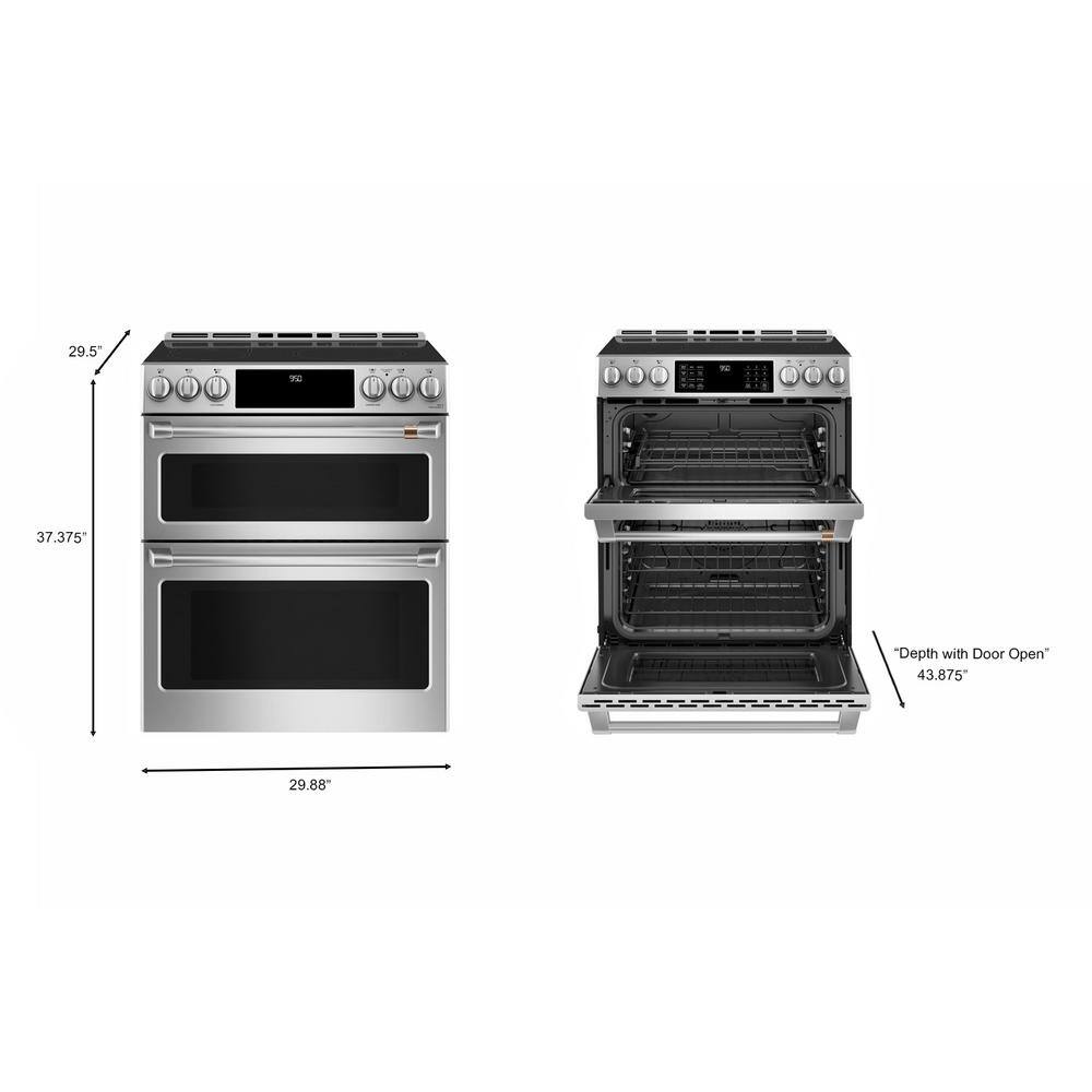 Cafe 30 in. 6.7 cu. ft. Smart Slide-In Double Oven Induction Range with Convection in Stainless Steel CHS950P2MS1